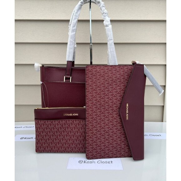 Michael Kors tote maisie 3 in 1 large bag clutch & crossbody Merlot Multi - Picture 11 of 11